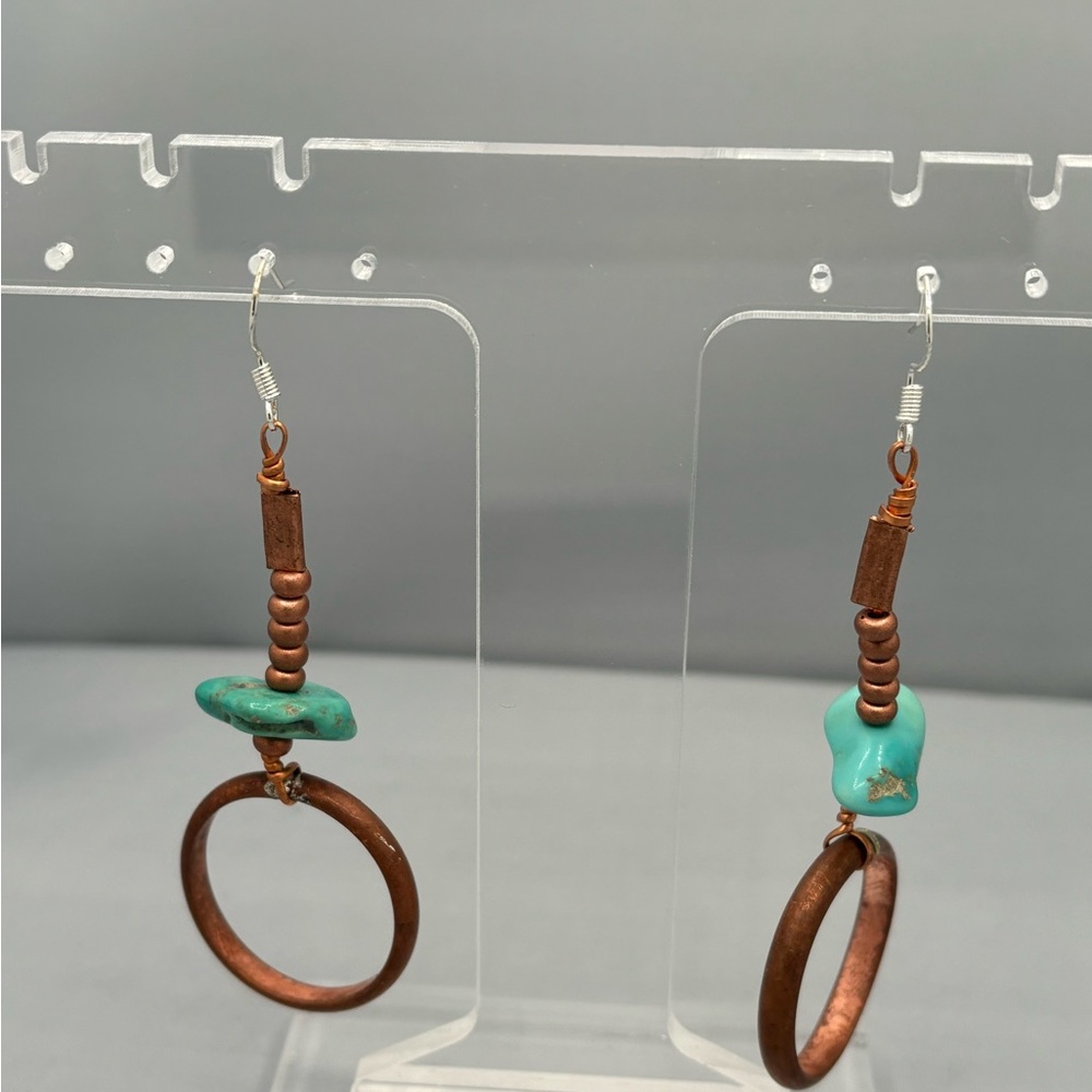 Copper and Turquoise Dangle Earrings